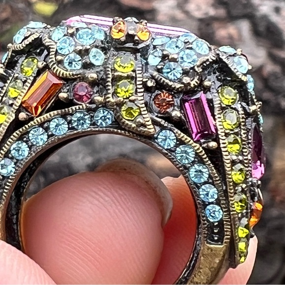 Vintage Heidi Daus Art Deco Statement Cocktail Ring – Size 8 - Picture 12 of 14